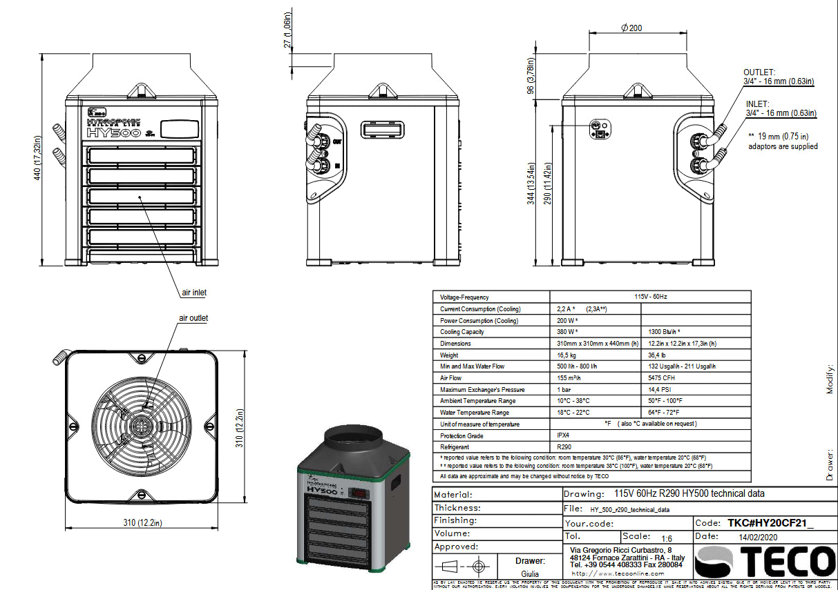 Teco Tecoponics HY-500 Hydroponic Chiller